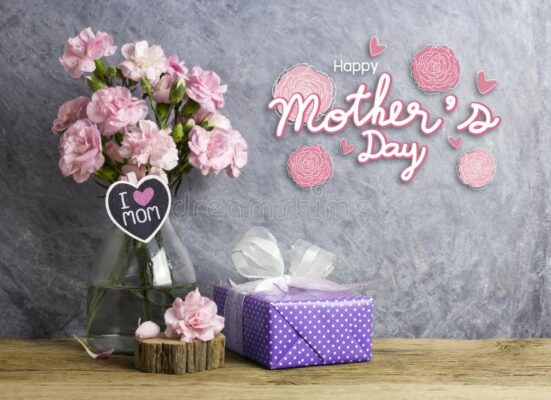 happy-mothers-day-concept-pink-carnation-flowers-bottle-i-love-mom-letter-heart-wood-violet-gift-box-happy-108820318