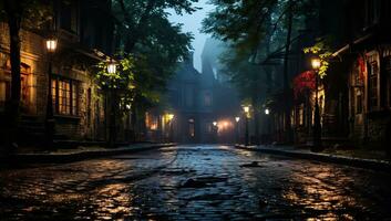 night-view-of-a-street-in-the-old-town-ai-generated-photo