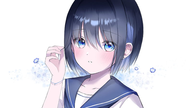 HD-wallpaper-blue-eyes-black-short-hair-with-sailor-suit-anime-girl