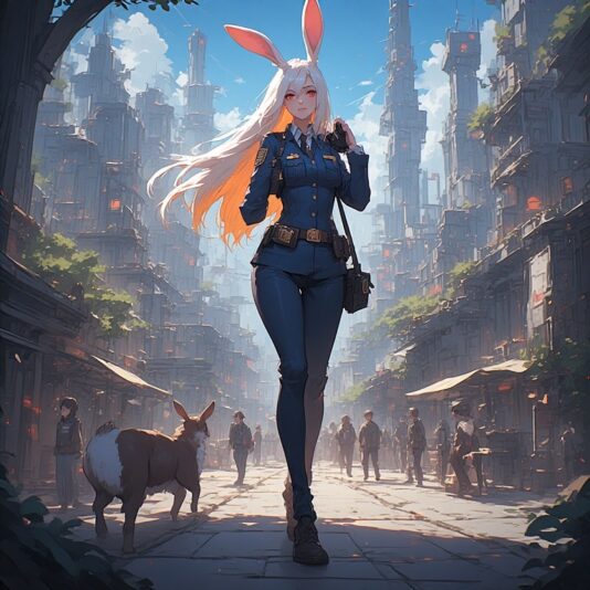 A_female_bunny_officer_with_lo
