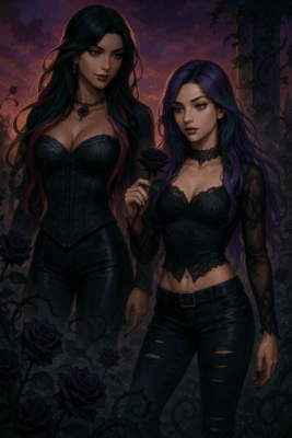 Twilight Garden of Black Roses