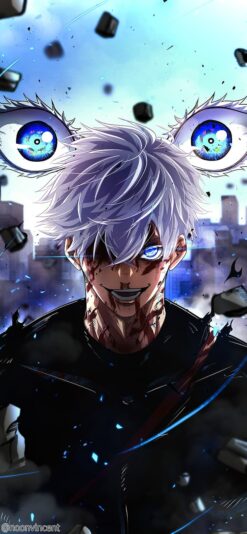 jujutsu-kaisen-satoru-gojo-vincentnoon-anime-boys-white-hair-hd-wallpaper-preview