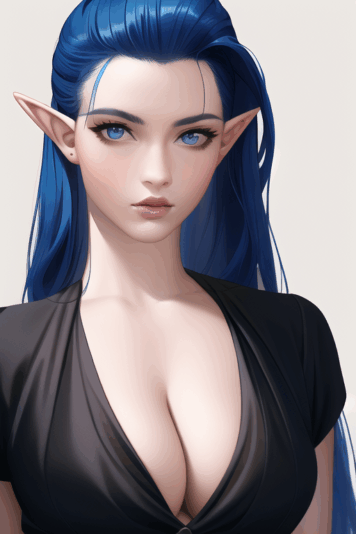 Elf_blue_hair_long_hair_blue_eyes_hair_slicked_back_bangs_cleavage_realis_s-1119003411